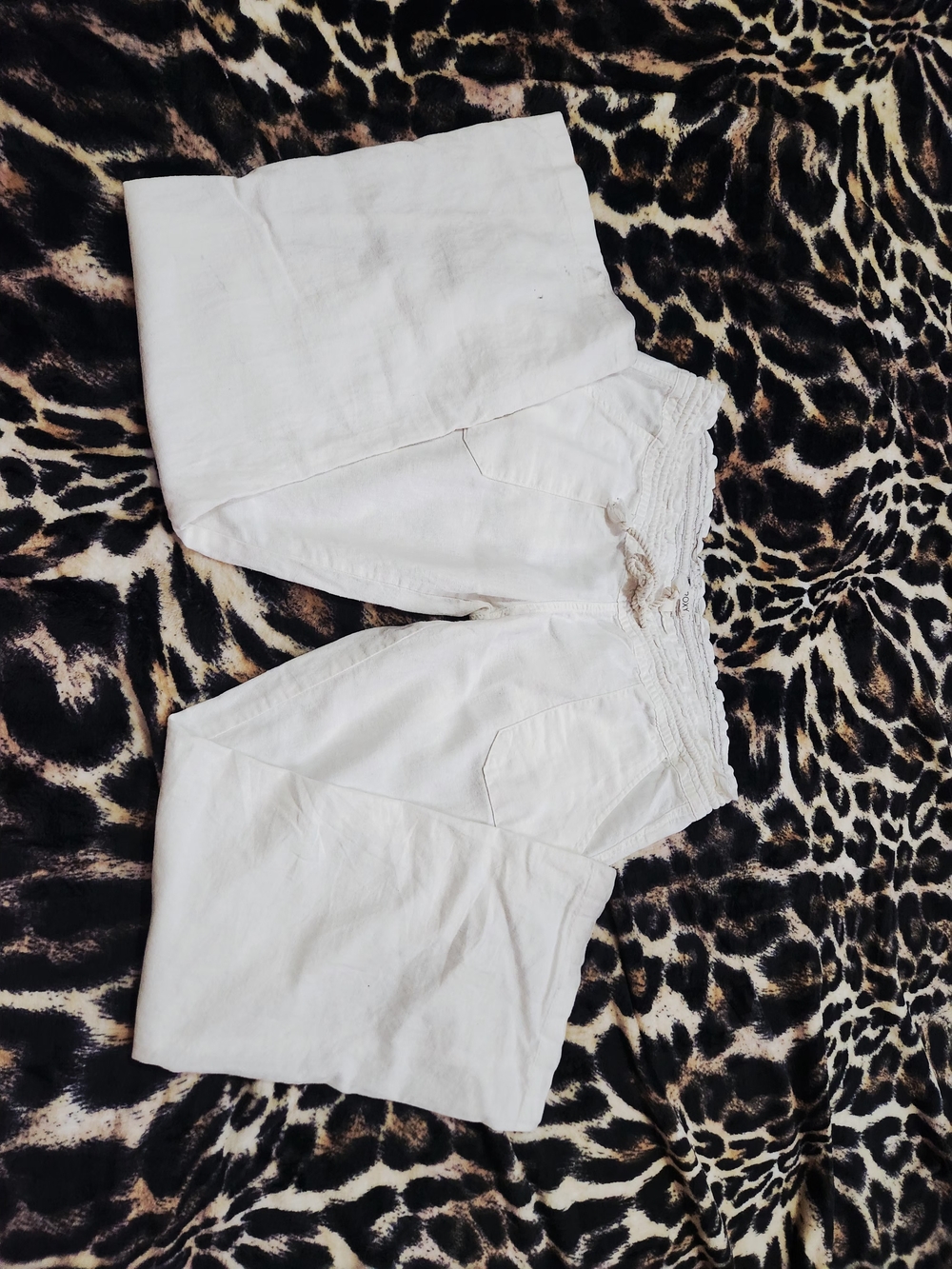 Roxy White Linen-Blend Boyfriend Jeans